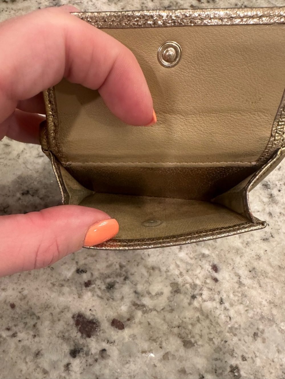 Jimmy Choo Metallic Gold Star Accent Compact Wallet - Picture 9 of 12